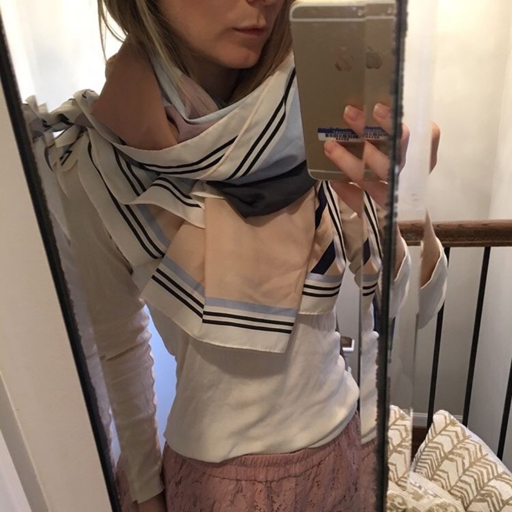 Silky large scarf soft pink and blue palate